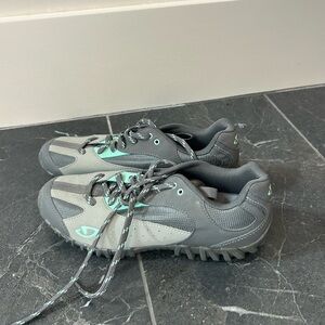 Gray and Teal Cycling Trail Sneakers
